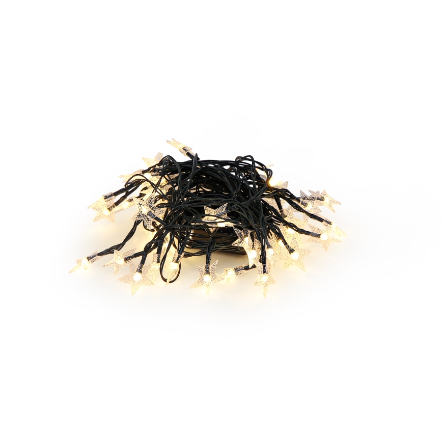 Brilagi - LED Zonnige decoratieve lichtslinger STERREN 50xLED/8 functies 7m IP65 warm wit 600 mAh