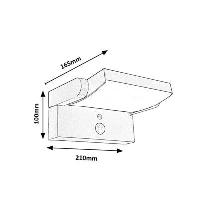 Brilagi - LED zonne-wandlamp met bewegings- en schemersensor ANKLE LED/10W/3,7V 3000 mAh 3000K IP65 antraciet