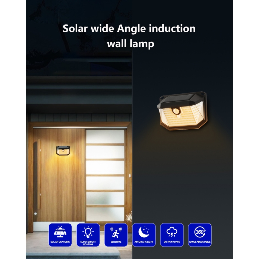 Brilagi - LED zonne-wandlamp met bewegings- en schemersensor WALLIE LED/4W/5,5V 1200 mAh 3000K IP65