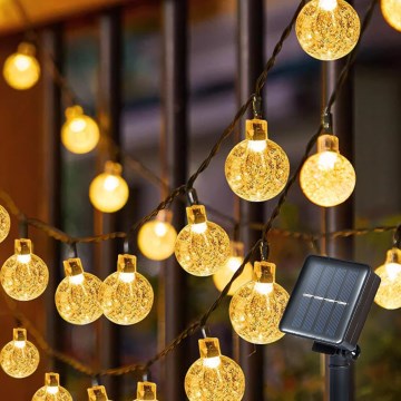 Brilagi - LED-zonnesnoer BUBBLE 100xLED/8 functies 10m IP65 warm wit 600 mAh