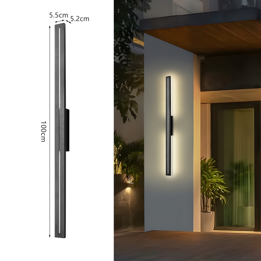 Brilagi - LED Buitenwandlamp LINEO LED/24W/230V 3000K IP65 100 cm zwart CRI 90