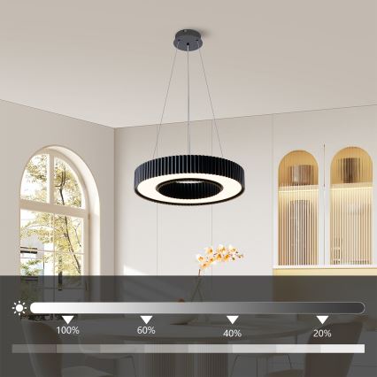 Brilagi - LUMIX dimbare LED-hanglamp aan staalkabel, 48W, 230V, 3000-6000K, zwart, Ø 50 cm + afstandsbediening