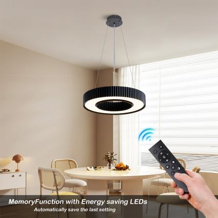 Brilagi - LUMIX dimbare LED-hanglamp aan staalkabel, 48W, 230V, 3000-6000K, zwart, Ø 50 cm + afstandsbediening