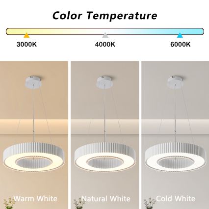 Brilagi - LUMIX LED dimbare hanglamp aan kabel, 48W/230V, 3000–6000K, wit, Ø 50 cm + afstandsbediening