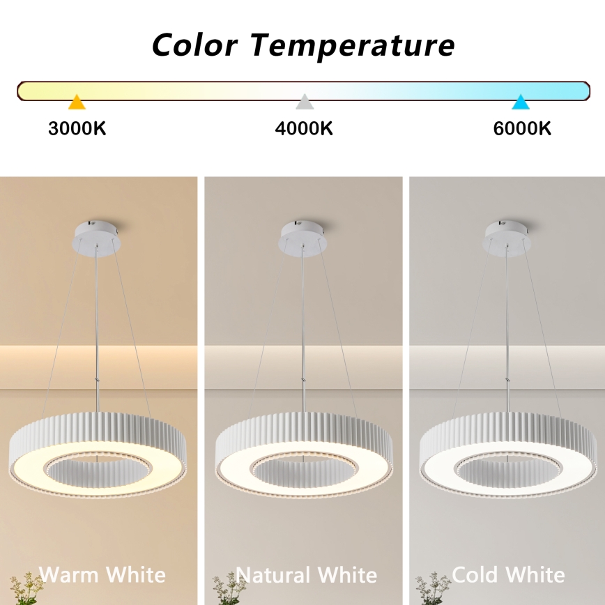 Brilagi - LUMIX LED dimbare hanglamp aan kabel, 48W/230V, 3000–6000K, wit, Ø 50 cm + afstandsbediening