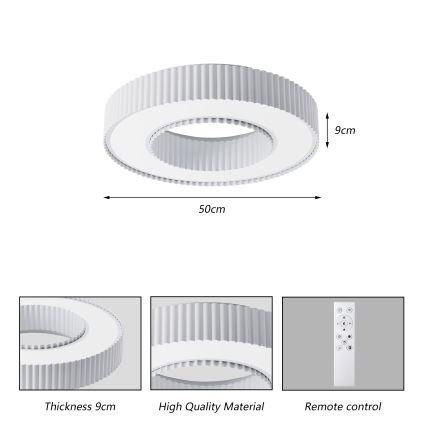 Brilagi - Dimbare LED-plafondlamp LUMIX LED/48W/230V 3000-6000K wit Ø 50 cm + afstandsbediening