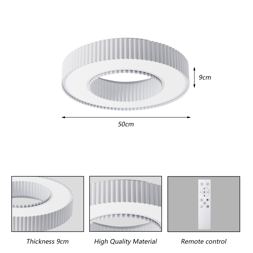 Brilagi - Dimbare LED-plafondlamp LUMIX LED/48W/230V 3000-6000K wit Ø 50 cm + afstandsbediening