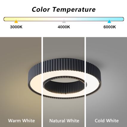 Brilagi - dimbare LED-plafondlamp LUMIX LED/48W/230V 3000-6000K zwart Ø 50 cm + afstandsbediening
