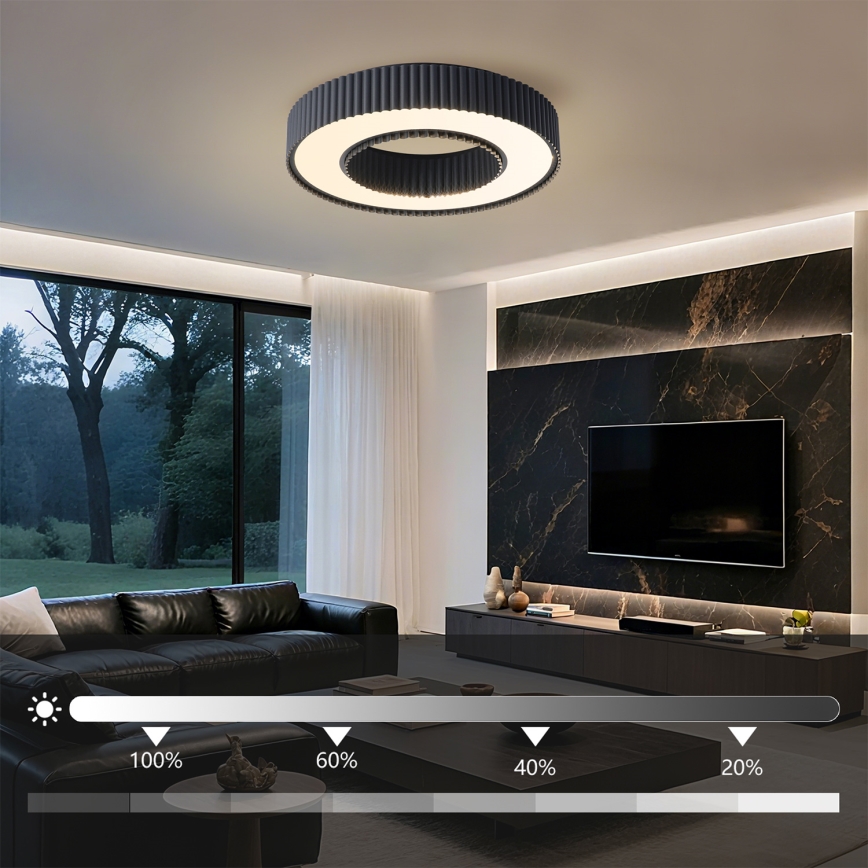 Brilagi - dimbare LED-plafondlamp LUMIX LED/48W/230V 3000-6000K zwart Ø 50 cm + afstandsbediening