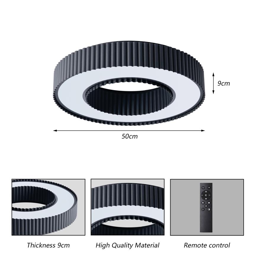 Brilagi - dimbare LED-plafondlamp LUMIX LED/48W/230V 3000-6000K zwart Ø 50 cm + afstandsbediening