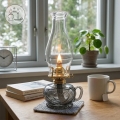 Brilagi - MERLIN petroleumlamp, gerookt/grijs