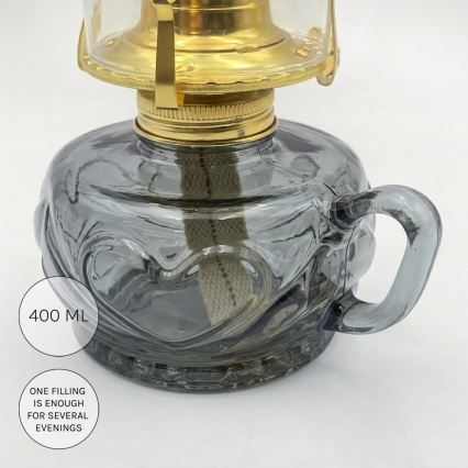 Brilagi - MERLIN petroleumlamp, gerookt/grijs