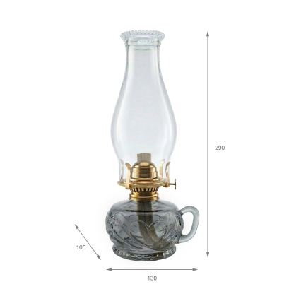 Brilagi - MERLIN petroleumlamp, gerookt/grijs