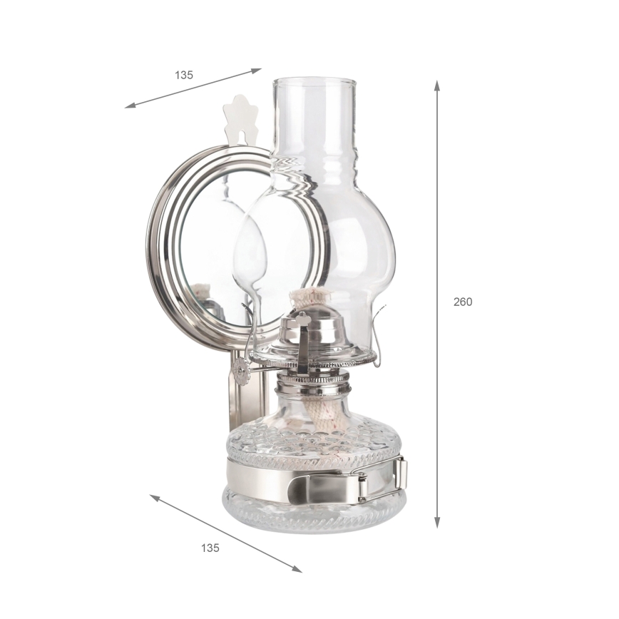 Brilagi - MERLIN petroleumlamp met spiegel, glanzend chroom