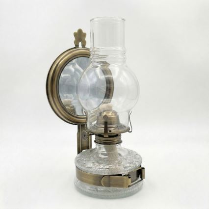 Brilagi - MERLIN petroleumlamp met spiegel, goud/patina