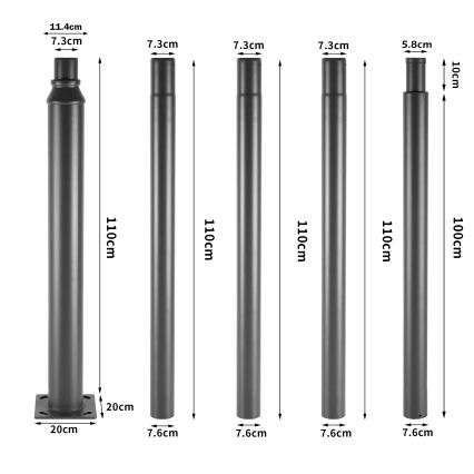 Brilagi - Metalen lichtmast voor URBAN buitenverlichting, 5 m, Ø 58 mm, antraciet
