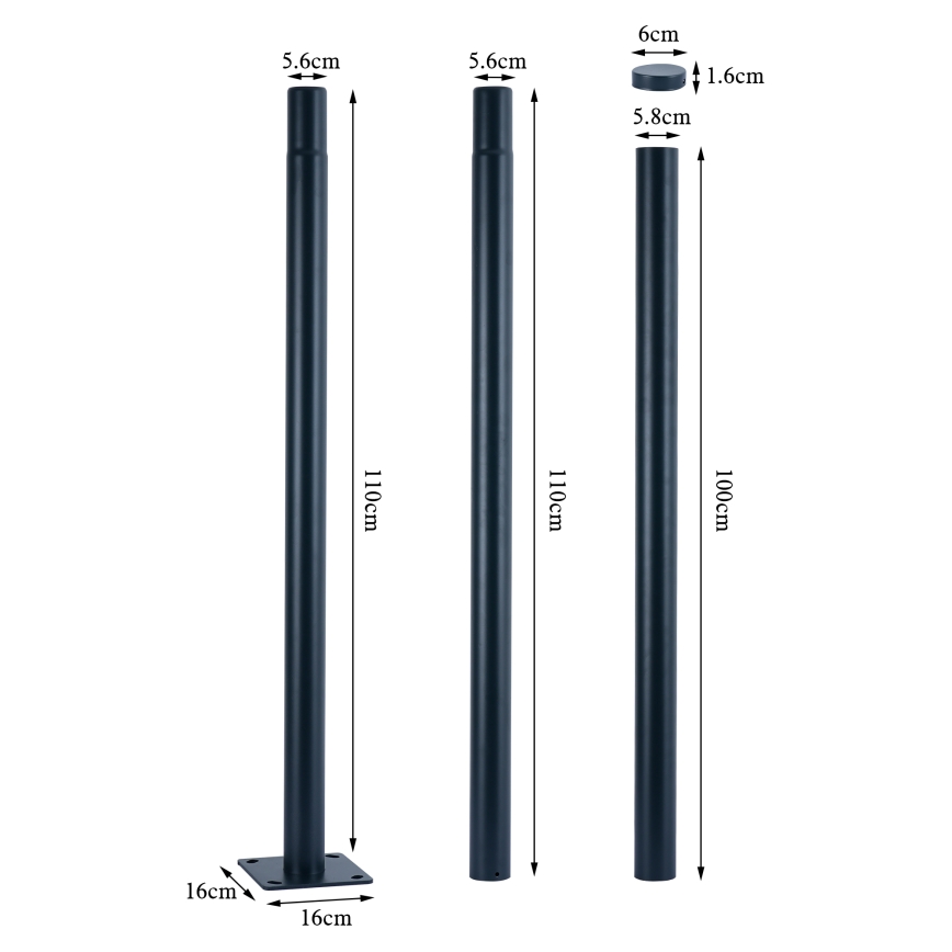 Brilagi - Metalen paal voor buitenverlichting URBAN 3 m mast Ø 58 mm antraciet