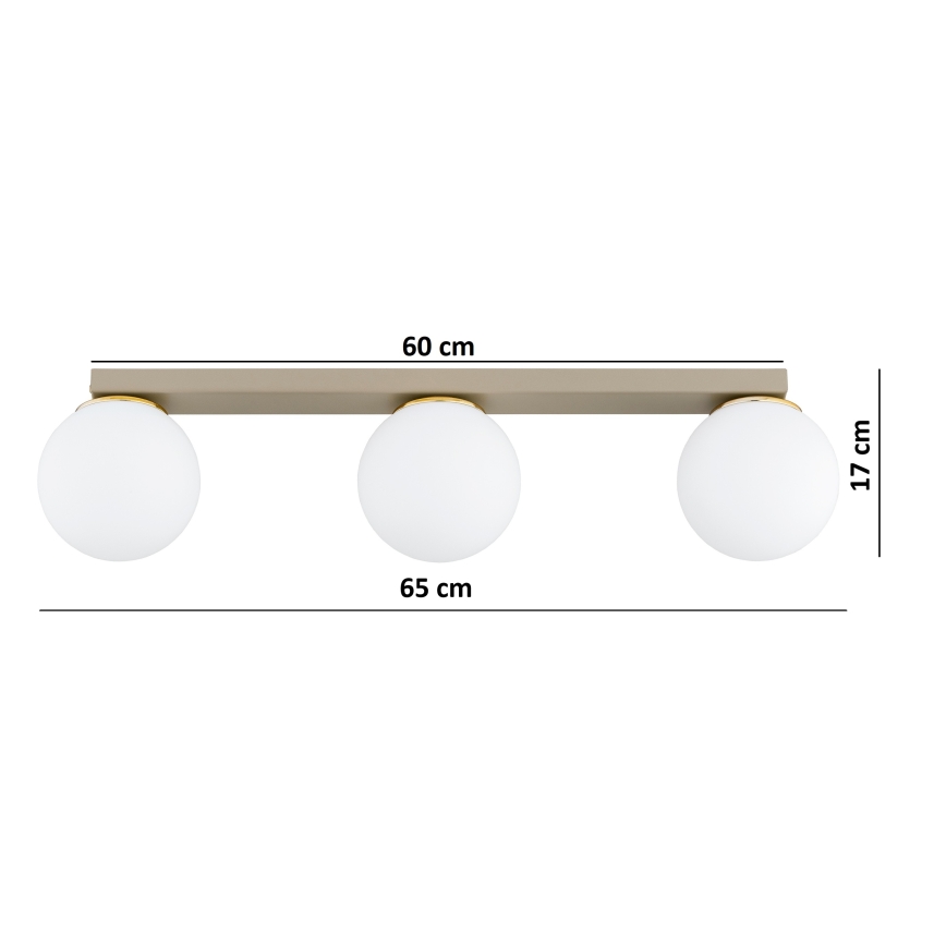 Brilagi - MILO 3-lichts plafondspot 3x E27/60W/230V beige/goud