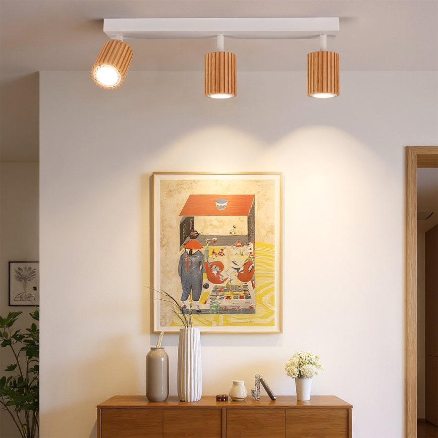 Brilagi - MODERN WOOD spots 3xGU10/8W/230V rubberhout/wit