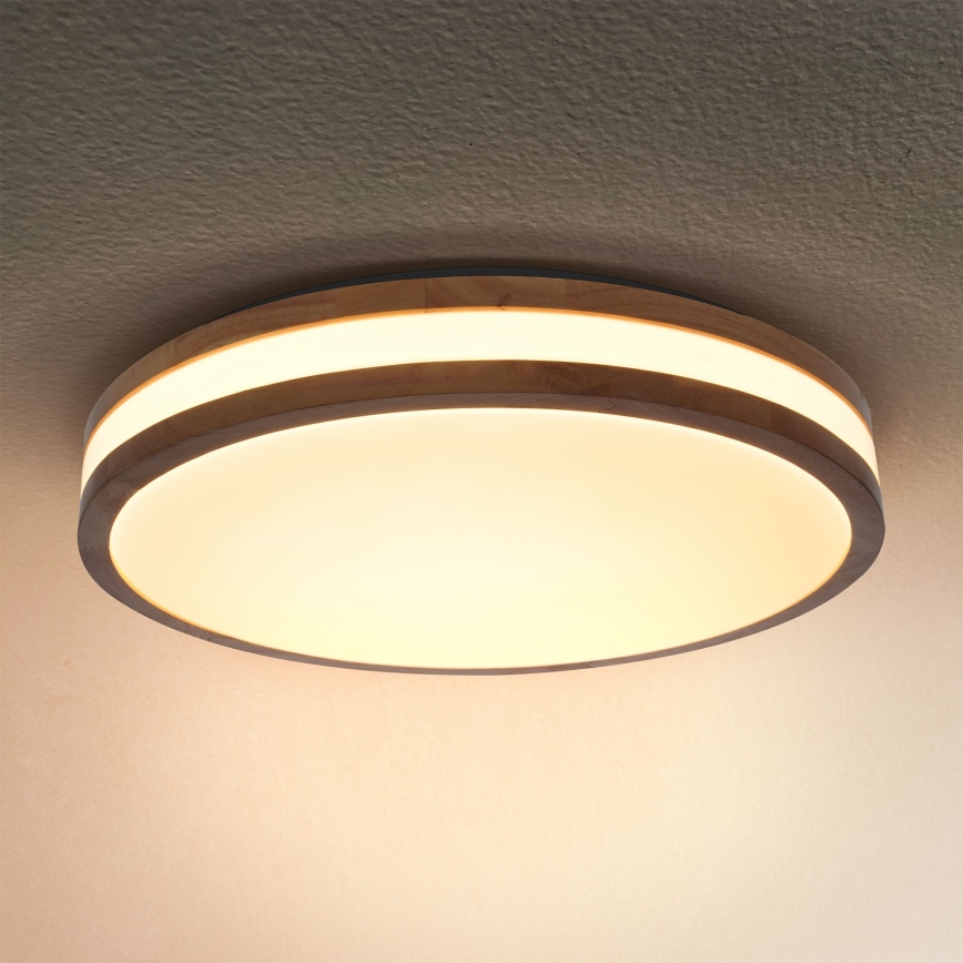 Brilagi - LED dimbare plafondlamp MOLINA LED/48W/230V 3000-6500K eiken pr. 38 cm + afstandsbediening