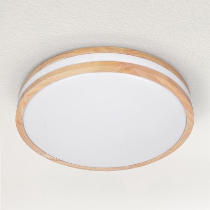 Brilagi - LED dimbare plafondlamp MOLINA LED/48W/230V 3000-6500K eiken pr. 38 cm + afstandsbediening