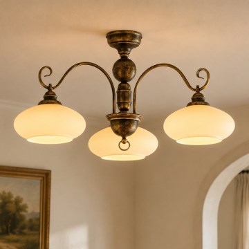 Brilagi - MOLLERO opbouwkroonluchter 3xE27/15W/230V Ø 84 cm brons/patina