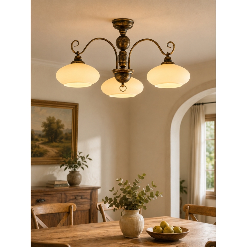 Brilagi - MOLLERO opbouwkroonluchter 3xE27/15W/230V Ø 84 cm brons/patina