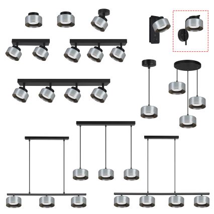 Brilagi - Muurlamp AURA LUX 1xGX53/30W/230V zwart/rookglas