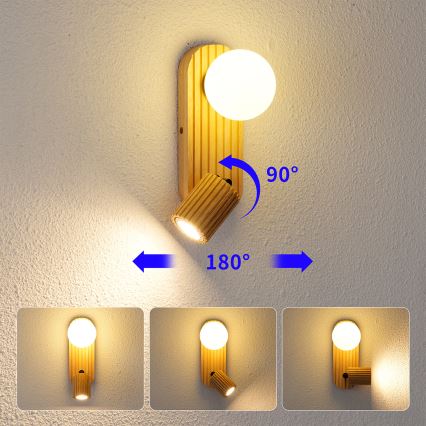 Brilagi - Wandspot MODERN WOOD 1xG9/5W/230V + 1xGU10/8W hout