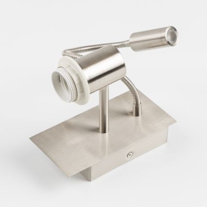 Brilagi - LED flexibele wandlamp NUBILA 1xE27/25W/230V + LED/3W mat chroom/lichtgrijs