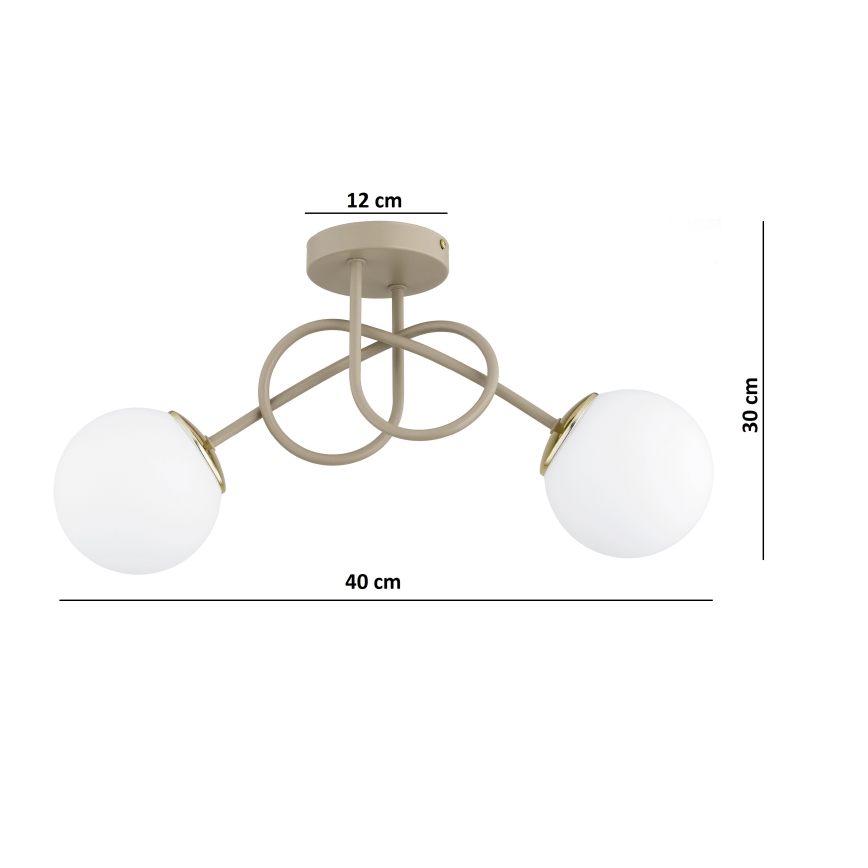 Brilagi - Opbouw kroonluchter MILO ECRU 2xE27/60W/230V beige/goud