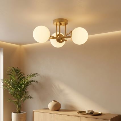 Brilagi - Opbouw plafondlamp MALIVA 3xE14/15W/230V goud/wit