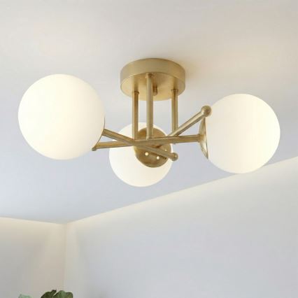 Brilagi - Opbouw plafondlamp MALIVA 3xE14/15W/230V goud/wit
