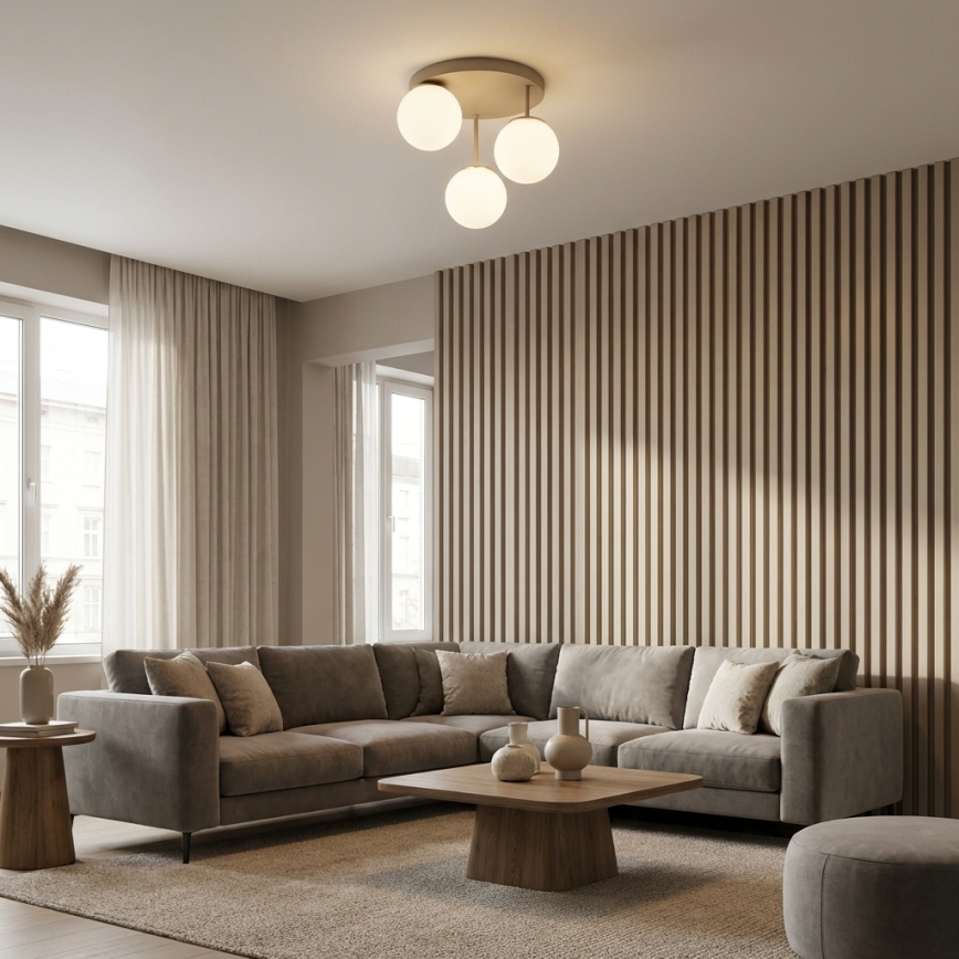 Brilagi - Opbouwkroonluchter 3xE27/60W/230V beige/goud