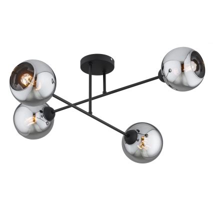 Brilagi - Opbouwkroonluchter 4xE27/60W/230V zwart/rookgrijs