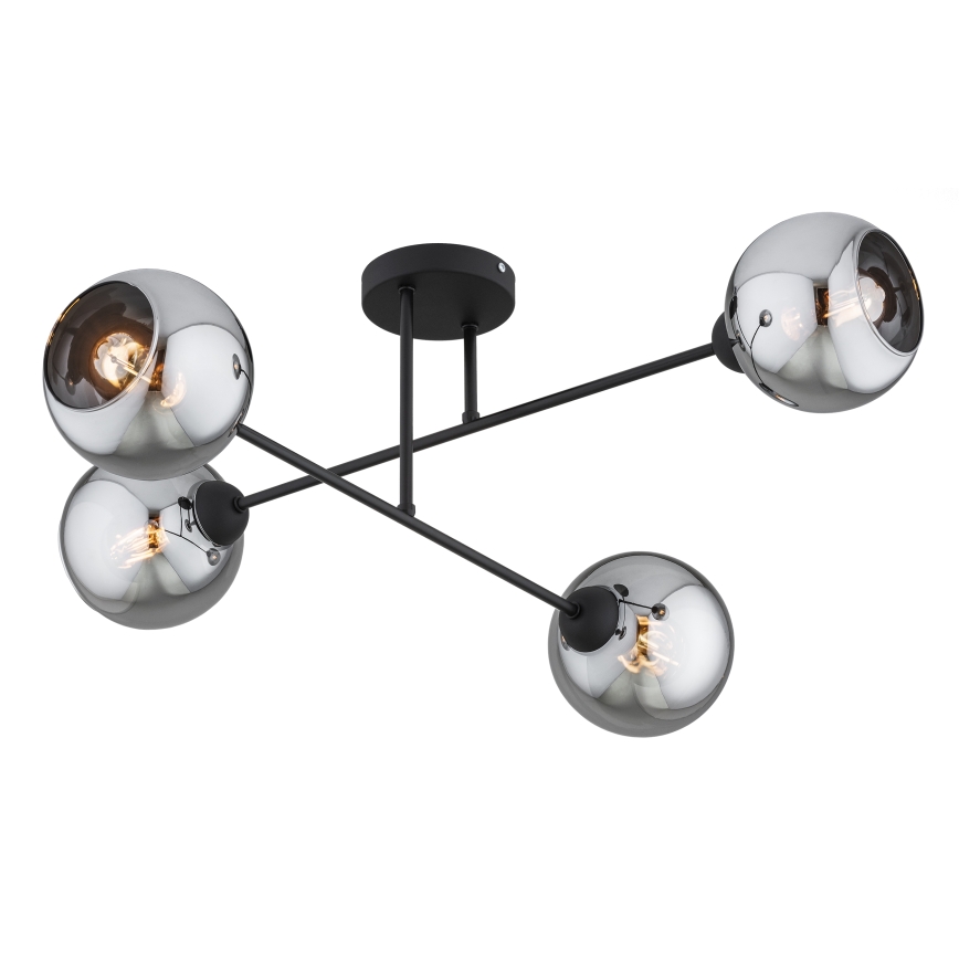 Brilagi - Opbouwkroonluchter 4xE27/60W/230V zwart/rookgrijs