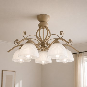 Brilagi - Opbouwkroonluchter ANTICO MODERN 5xE27/60W/230V beige