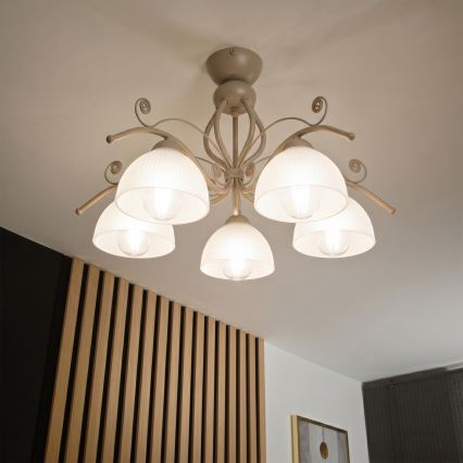 Brilagi - Opbouwkroonluchter ANTICO MODERN 5xE27/60W/230V beige