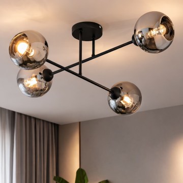 Brilagi - Opbouwkroonluchter DIOR 4xE27/60W/230V zwart/rookgrijs