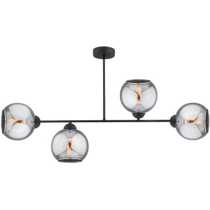 Brilagi - Opbouwkroonluchter DIOR 4xE27/60W/230V zwart/rookgrijs