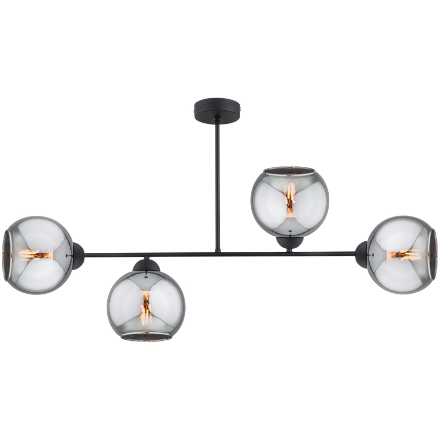 Brilagi - Opbouwkroonluchter DIOR 4xE27/60W/230V zwart/rookgrijs