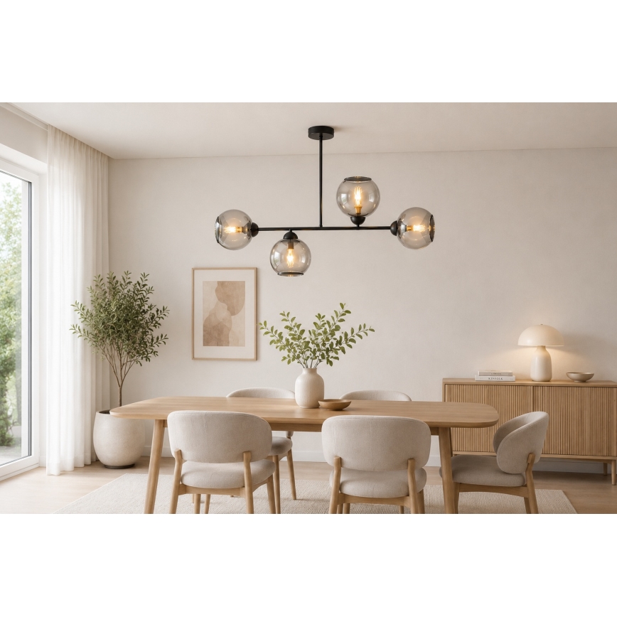 Brilagi - Opbouwkroonluchter DIOR 4xE27/60W/230V zwart/rookgrijs