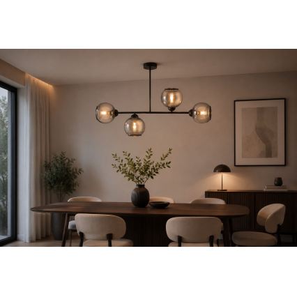 Brilagi - Opbouwkroonluchter DIOR 4xE27/60W/230V zwart/rookgrijs