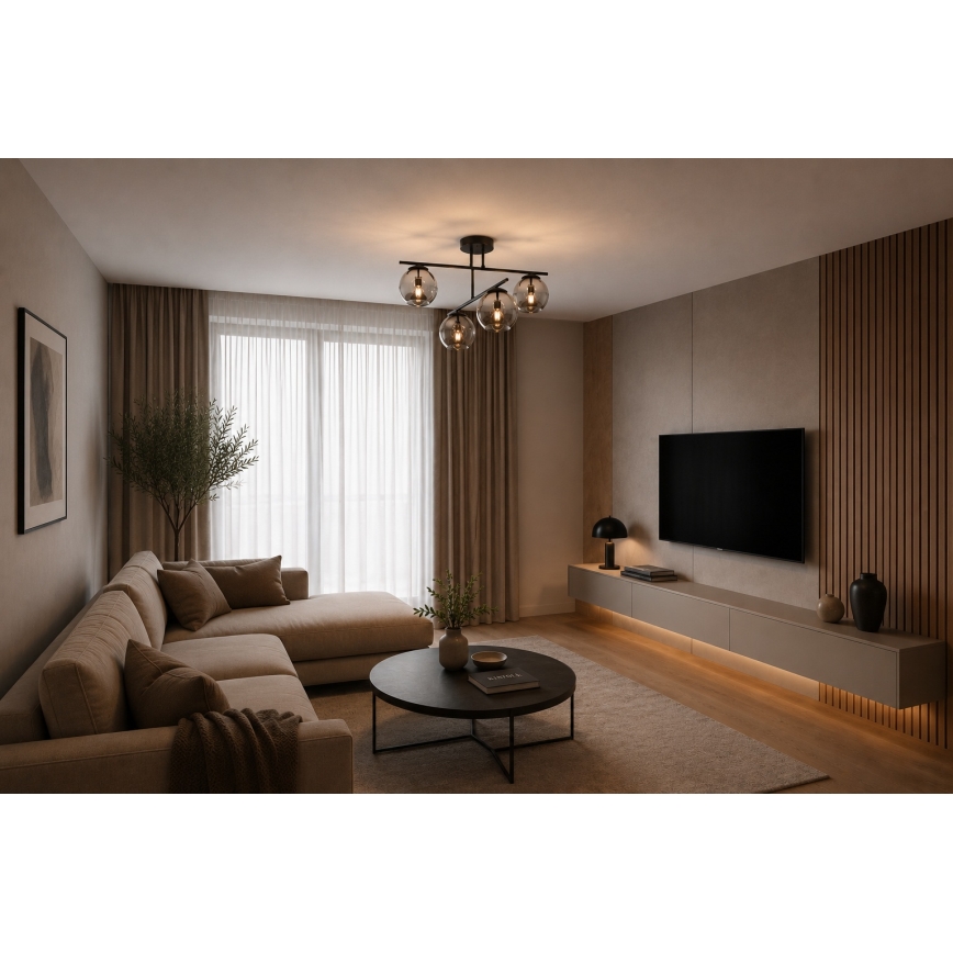 BRILAGI - Opbouwkroonluchter DIOR 4xE27/60W/230V zwart/rookgrijs