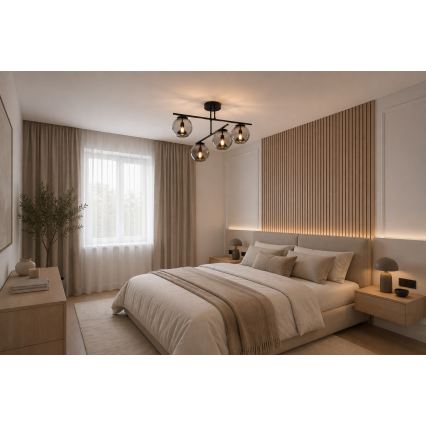 BRILAGI - Opbouwkroonluchter DIOR 4xE27/60W/230V zwart/rookgrijs