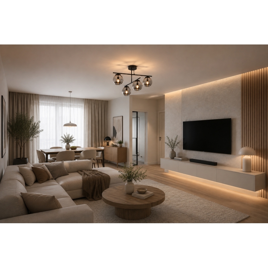 BRILAGI - Opbouwkroonluchter DIOR 4xE27/60W/230V zwart/rookgrijs