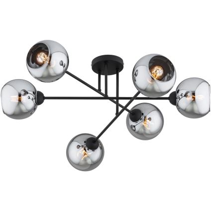 Brilagi - Opbouwkroonluchter DIOR 6xE27/60W/230V zwart/rookgrijs