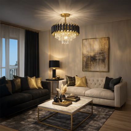 Brilagi - Opbouwkroonluchter ECLIPSE 5xE14/10W/230V Ø 38 cm zwart/goud