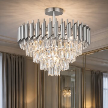 Brilagi - Opbouwkroonluchter ECLIPSE 7xE14/10W/230V Ø 48 cm zilver