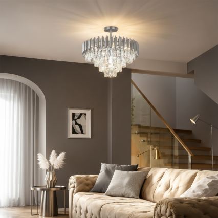 Brilagi - Opbouwkroonluchter ECLIPSE 7xE14/10W/230V Ø 48 cm zilver